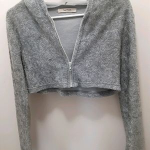 Free People Mid drift zip up hoodie